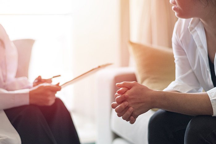 Woman in therapy appointment treating phobias